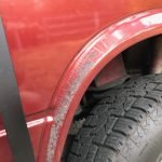 Paint flakes wheel flare